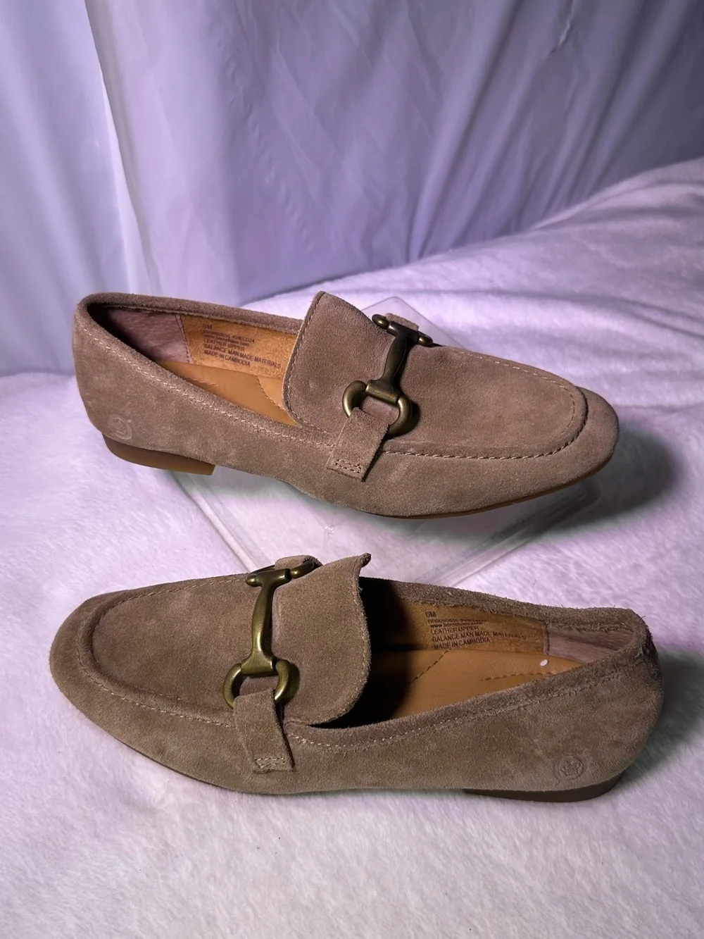 Born Suede Loafers with Metal Bit - Tan